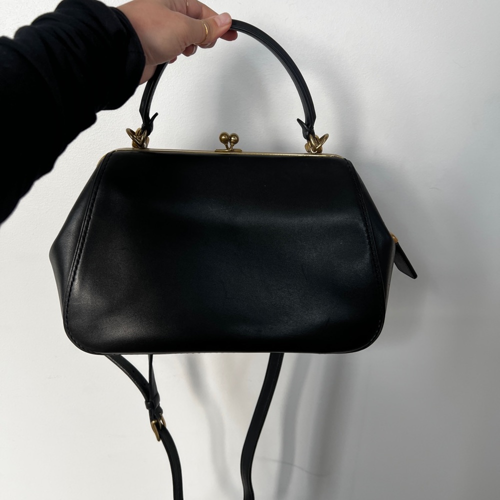COACH 1941 Large Kisslock Frame black leather crossbody bag - Picture 4 of 16